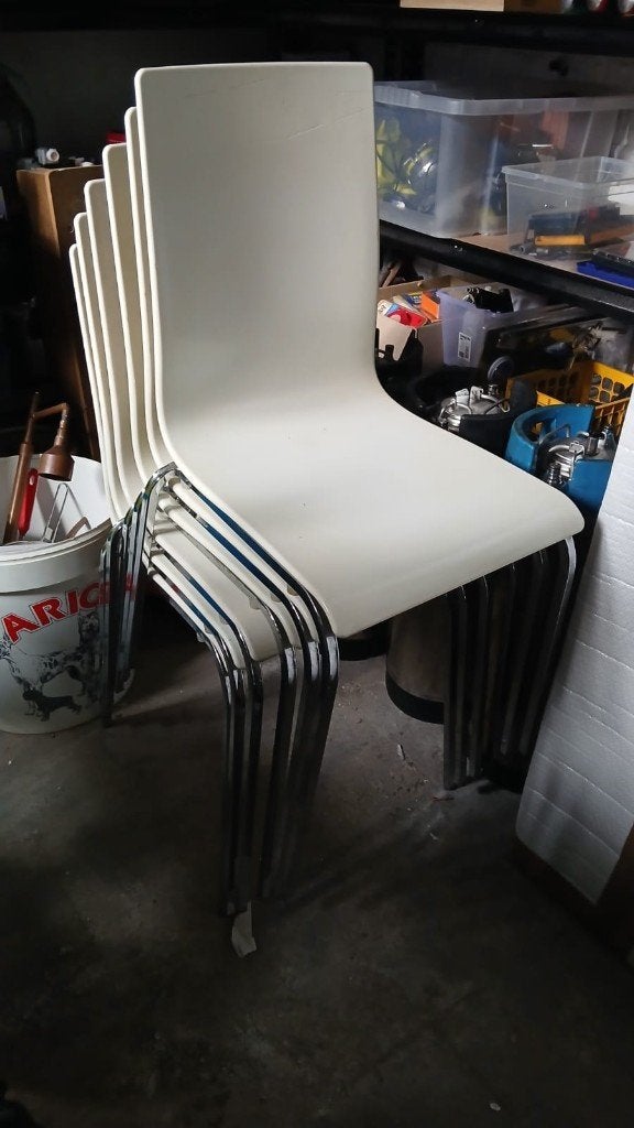 White Epoxy Chairs x 6, Maison & Meubles, Modern clean line, Synthétique, Enlèvement, Blanc