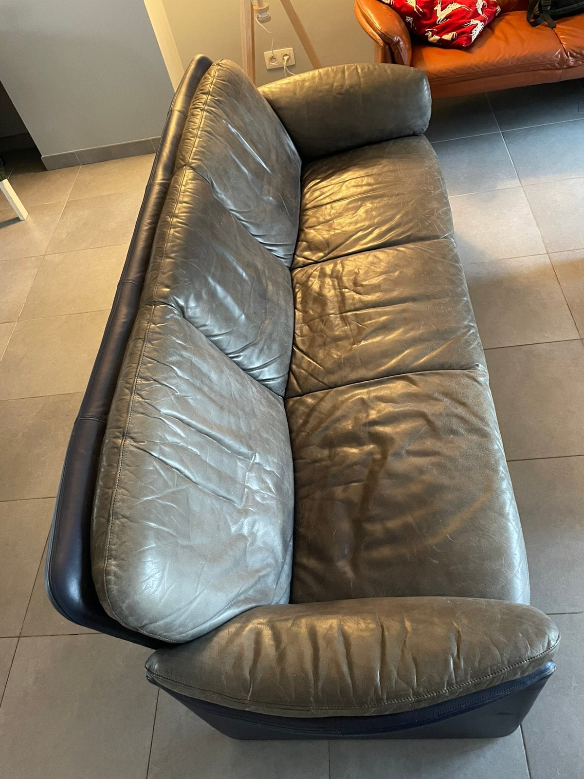 Cuir trois places bleu foncé, Maison & Meubles, Canapés | Sofas & Chaises Longues, Trois personnes, Moins de 75 cm, 200 à 250 cm