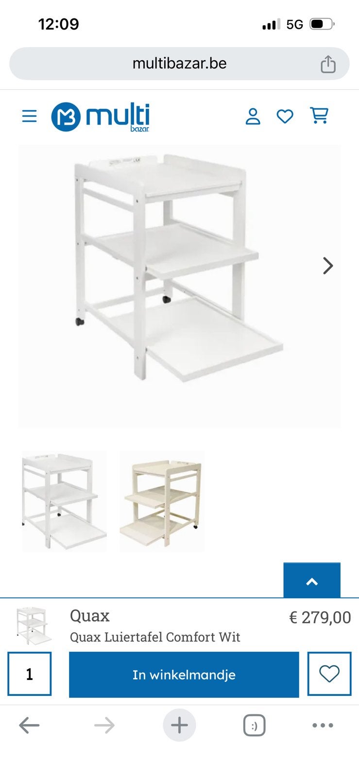 Quax verzorgingstafel luiertafel comfort wit, Ophalen, Gebruikt, Overige typen