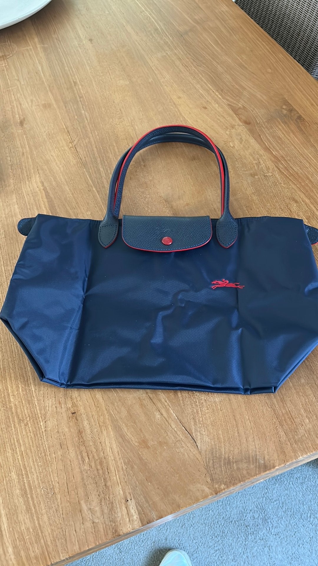 Longchamp handtas, donker blauw met rood, Ophalen, Nieuw, Blauw, Handtas