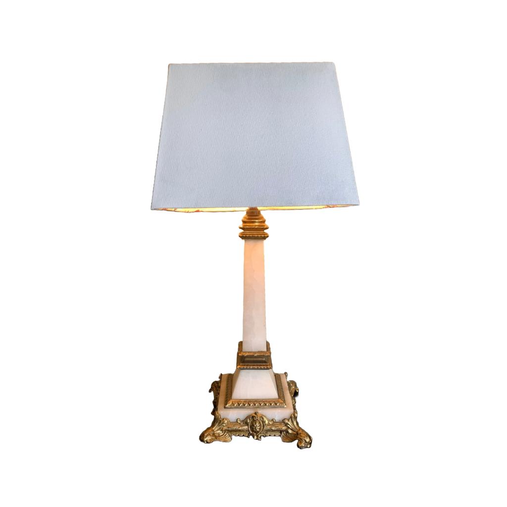 Antieke marmeren tafellamp met brons – Frankrijk ca. 1900, Antiek en Kunst, Antiek | Verlichting, Ophalen of Verzenden