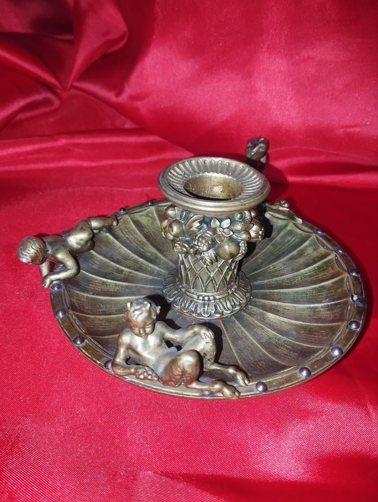Bougeoir en bronze antique, Enlèvement ou Envoi, Bronze