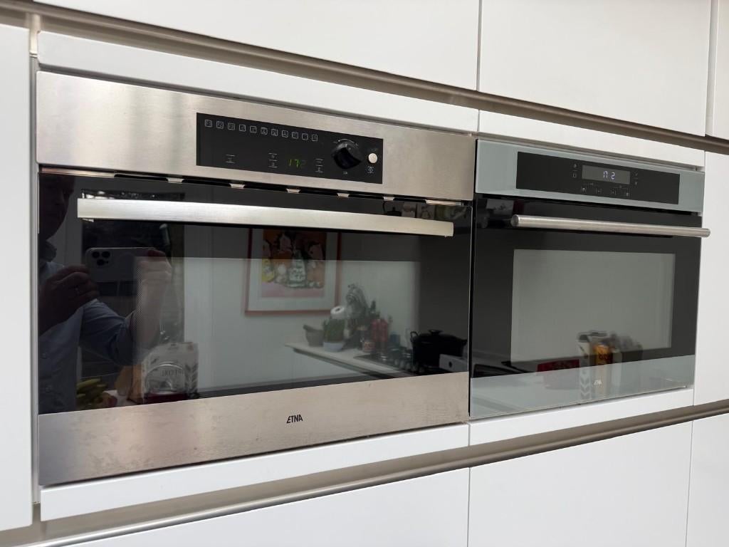 Moderne mat witte eilandkeuken+luxe apparatuur GEDEMONTEERD, Enlèvement ou Envoi, Composite, Sans poignée, Comme neuf