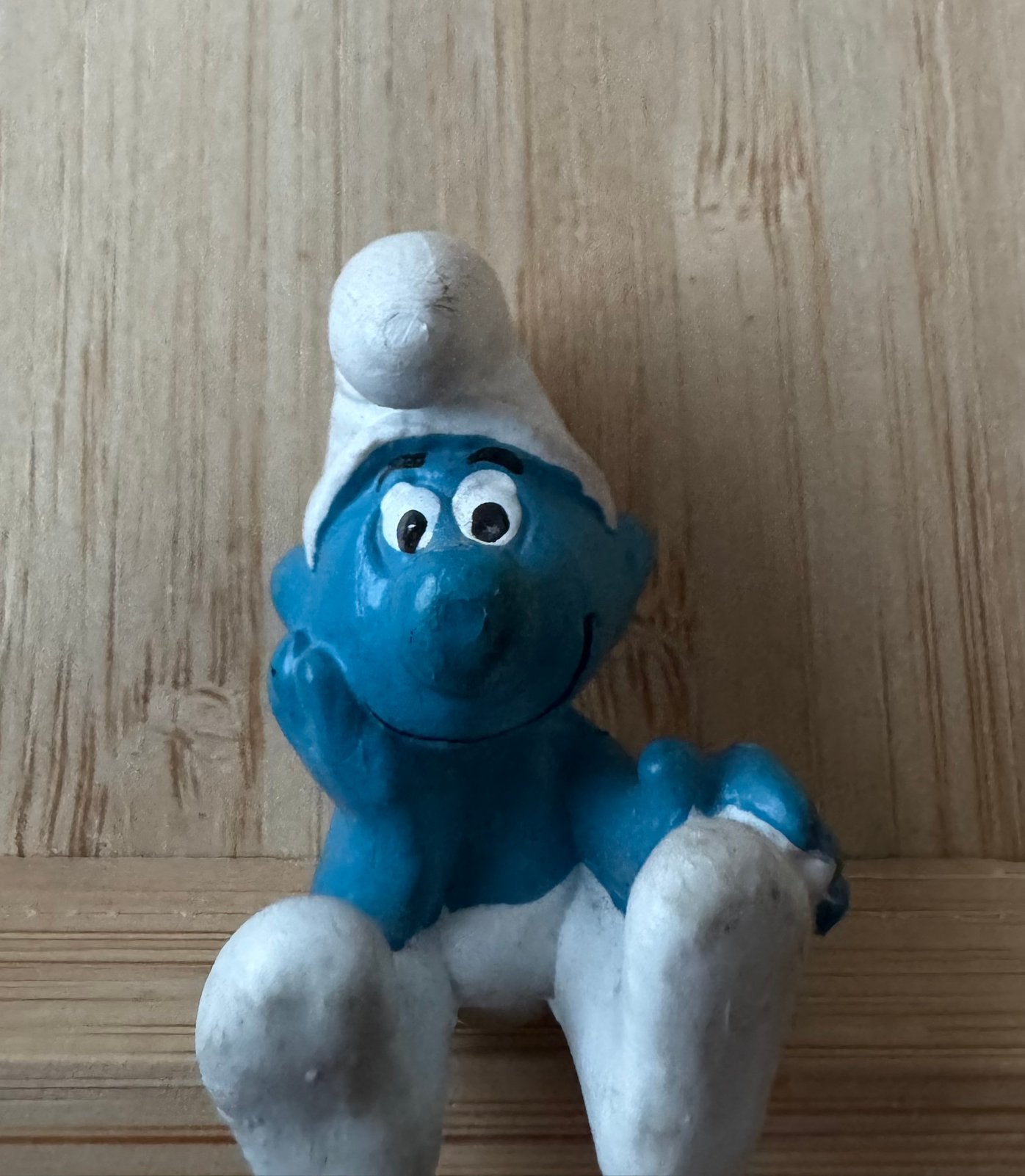 Miniatuur smurf - denkende smurf - Peyo, Verzamelen, Ophalen, Gebruikt, Overige Smurfen, Poppetje, Figuurtje of Knuffel