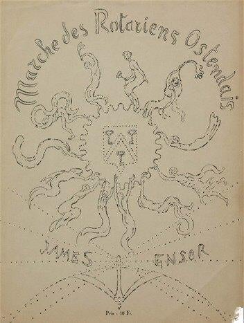 James ENSOR - MARCHE DES ROTARIENS OSTENDAIS (1929), Antiquités & Art, Art | Lithographies & Sérigraphies, Envoi