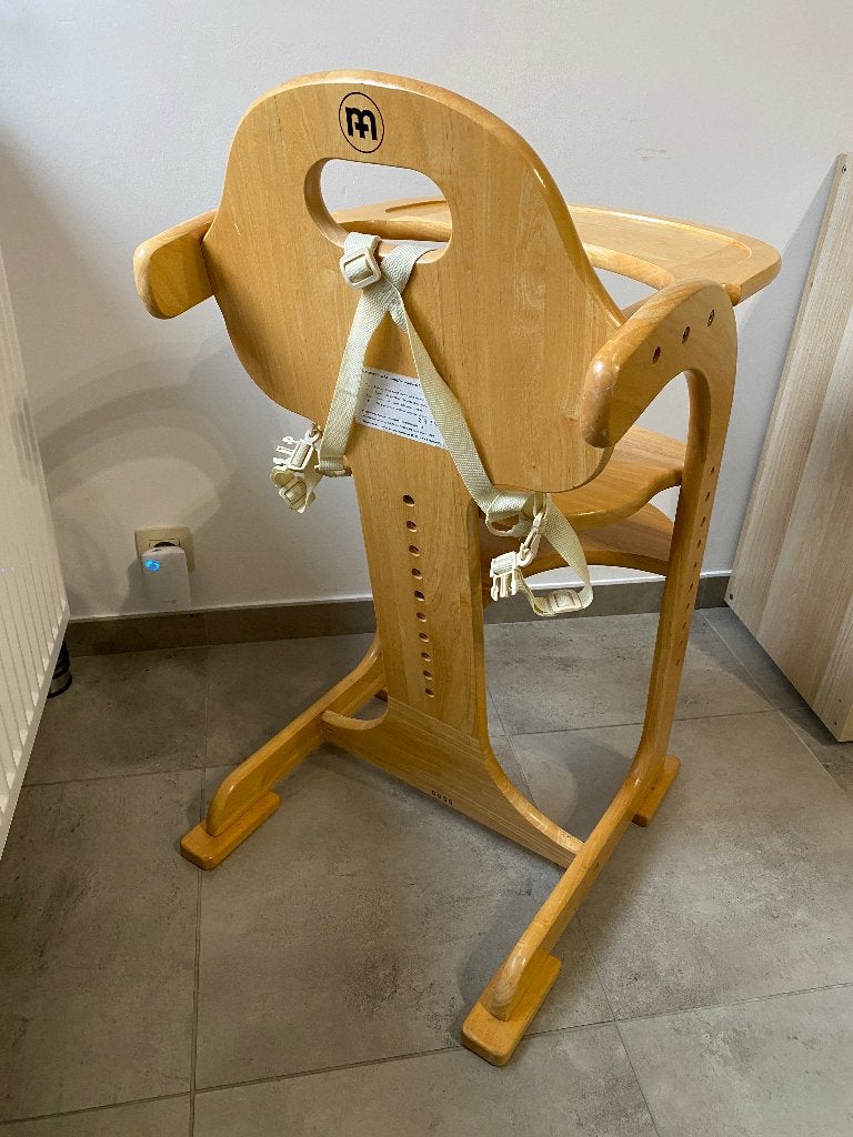 Chaise haute bébé en bois réglable – bon état, Enlèvement, Utilisé, Chaise de table, Coulissant
