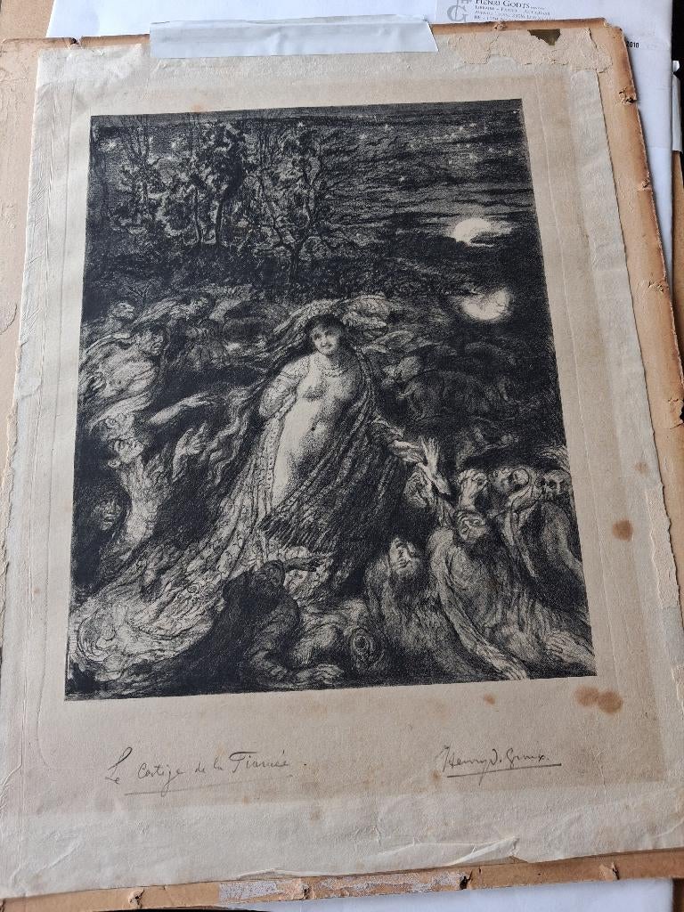 Gravure Henry de Groux „The Bride's Parade”, Antiek en Kunst, Kunst | Etsen en Gravures, Ophalen