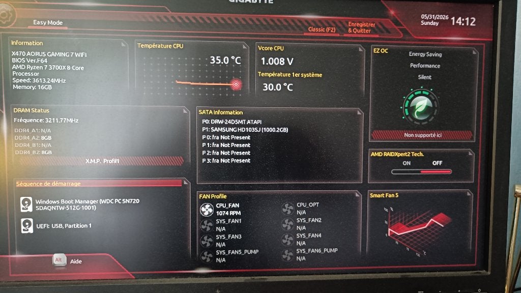 PC Gaming  Ryzen 7 / GTX 1080 / 16Go RAM / Wifi / Office Pro, Reconditionné, 4 Ghz ou plus, Enlèvement, AMD Ryzen 7