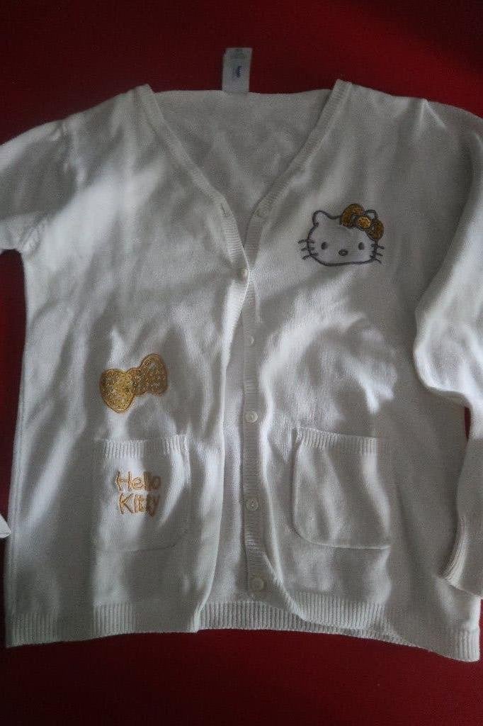 trui met knopen maat 134 wit Hello Kitty, Meisje, Trui of Vest, Ophalen of Verzenden, Hello kitty