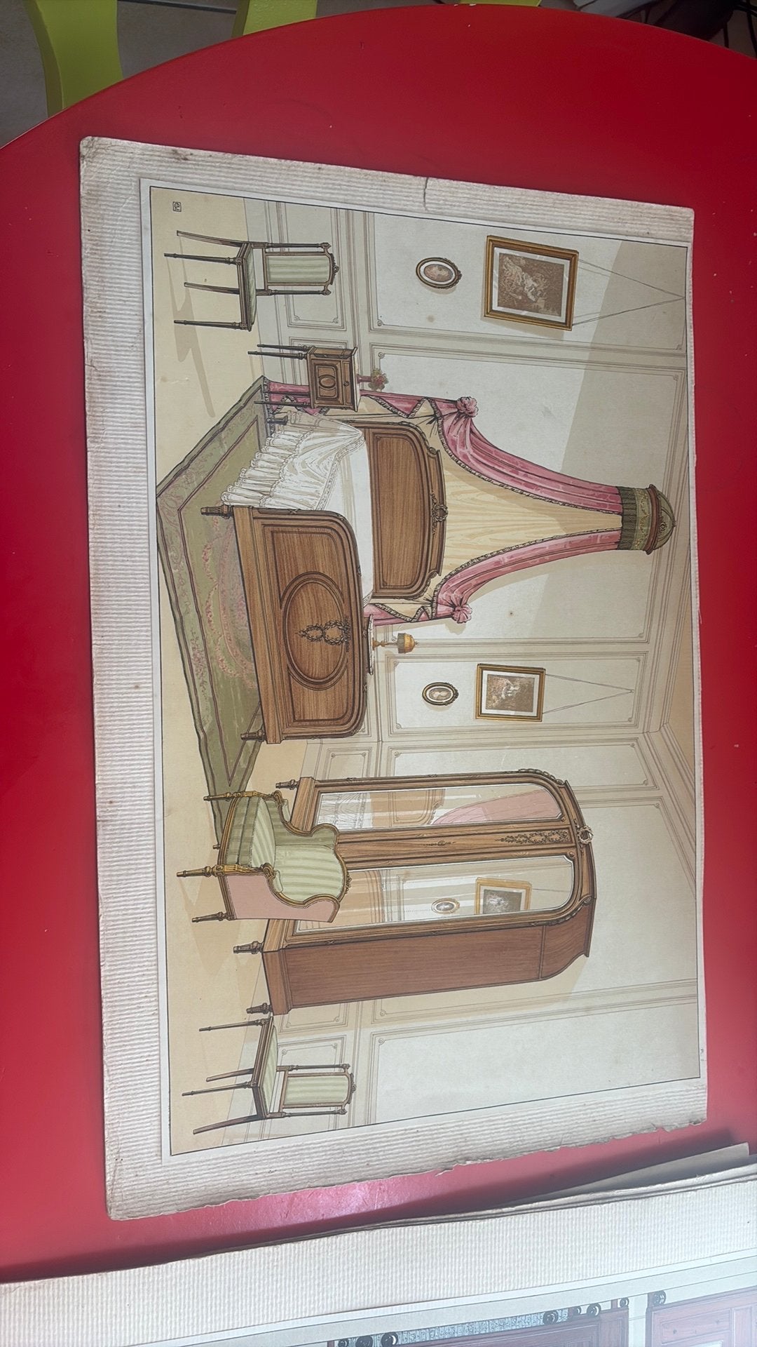 Set van 6 vintage meubellithografieën Van den Bossche, Antiek en Kunst, Kunst | Schilderijen | Modern, Overige technieken, Papier/karton