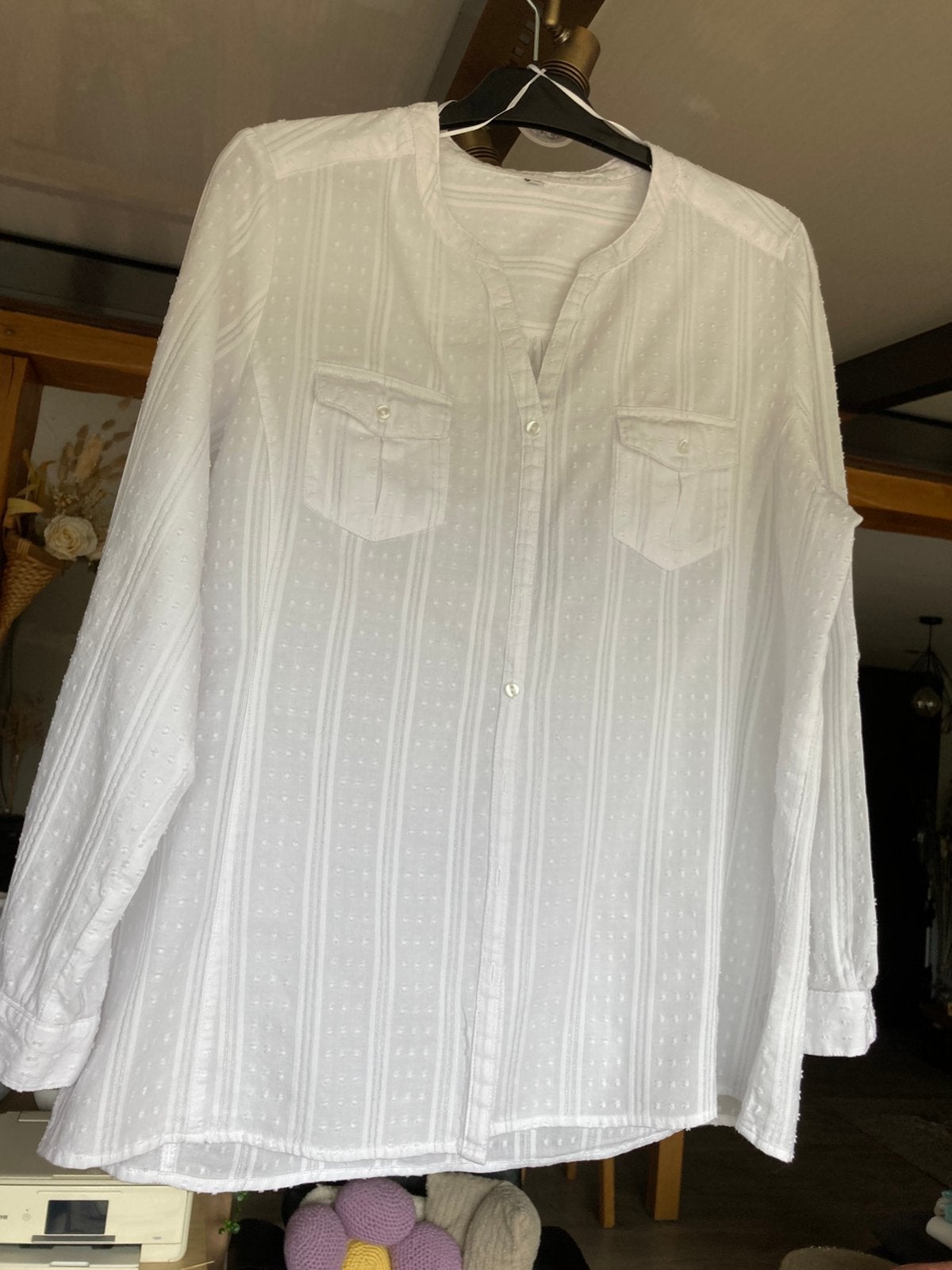 Chemisier blanc taille 46, Kleding | Dames, Blouses en Tunieken, Ophalen, Zo goed als nieuw, Wit