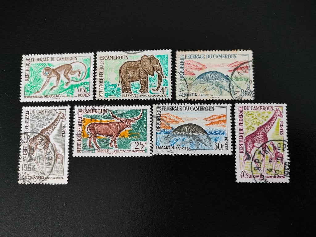 Kameroen 1962 - wilde dieren, aap, olifant, giraf, lamantijn, Verzenden, Overige landen, Gestempeld