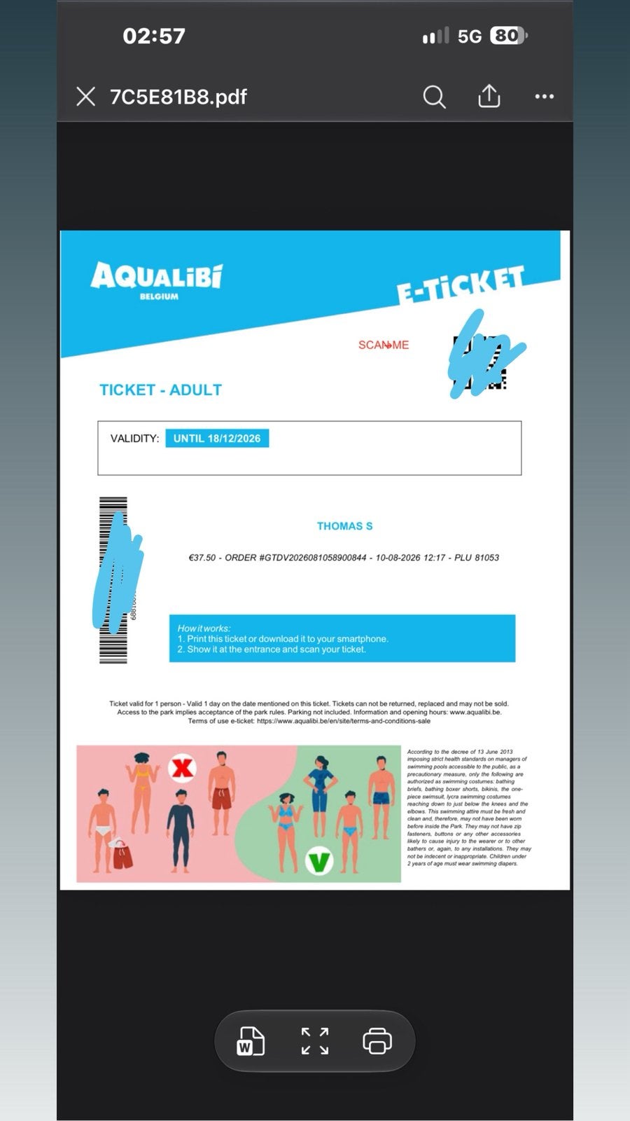 1 Aqualibi-ticket, Eén persoon, December