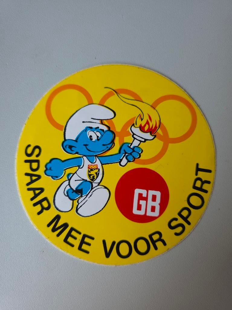 Autocollant Schtroumpf Olympique GB, Collections, Envoi, Comme neuf, Autres Schtroumpfs, Autres types