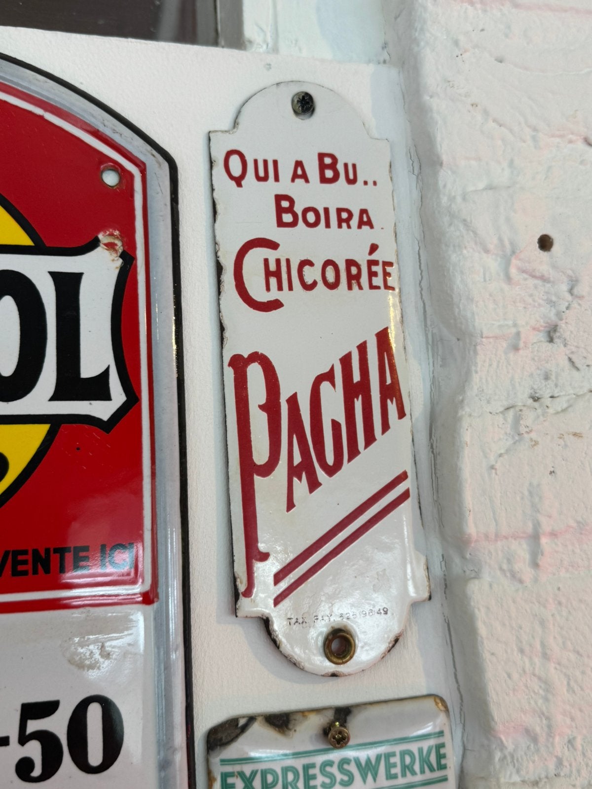 PACHA emaille reclamebord 1949, Ophalen of Verzenden, Gebruikt, Reclamebord