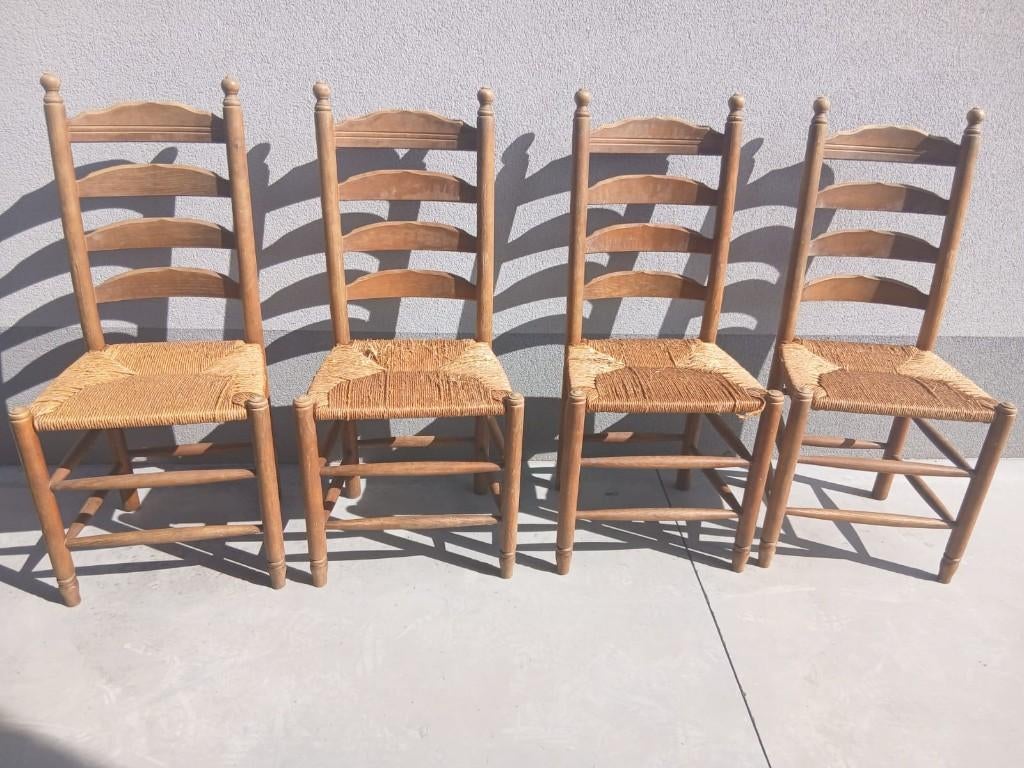 Chaises en bois, Bois/paille, Brun, Enlèvement, Utilisé