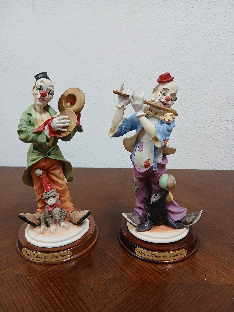 2 vintage Leonardo Collection "Circus Clown" beeldjes, Enlèvement ou Envoi, Comme neuf, Humain