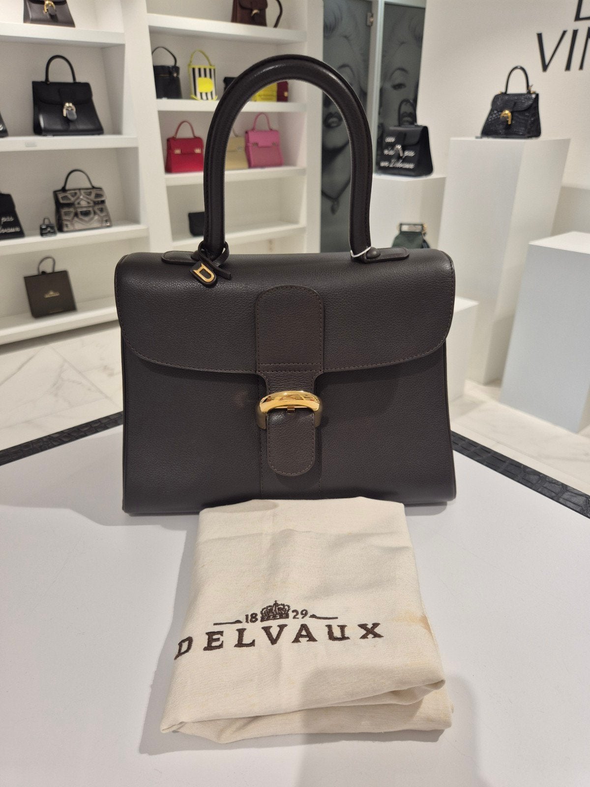 Delvaux Brillant MM Ebene, Ophalen, Gebruikt, Bruin, Handtas