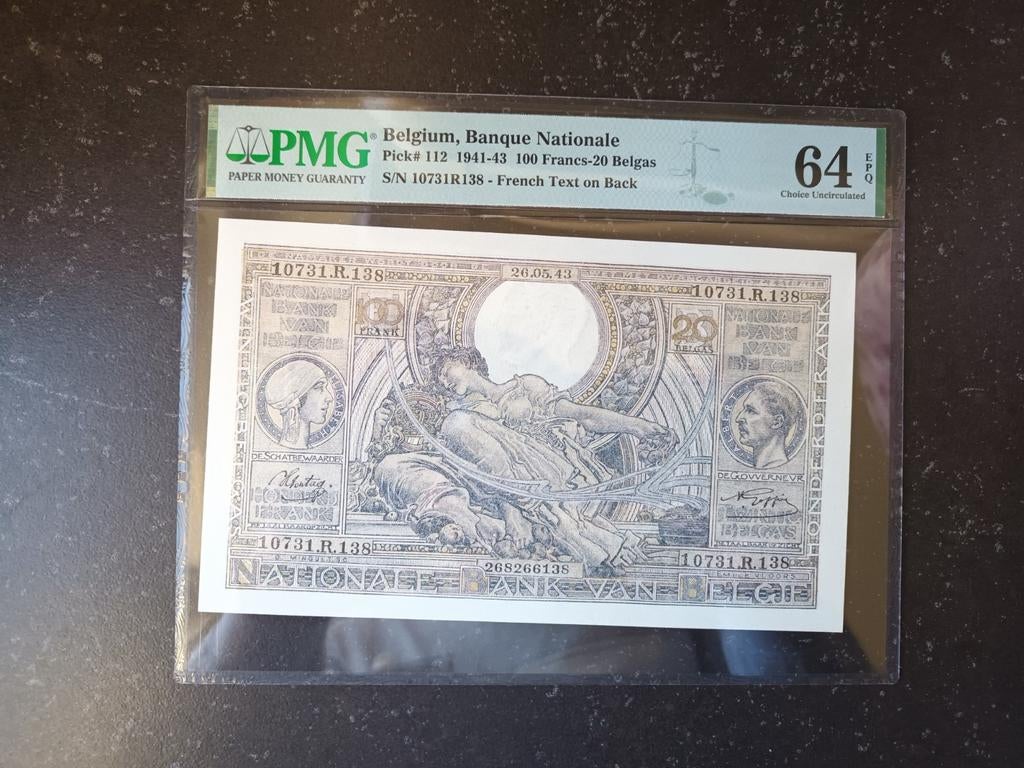 Topkwaliteit 100 francs of 20 Belga Vlaams 1943!, Postzegels en Munten, Bankbiljetten | België, Ophalen of Verzenden, Los biljet