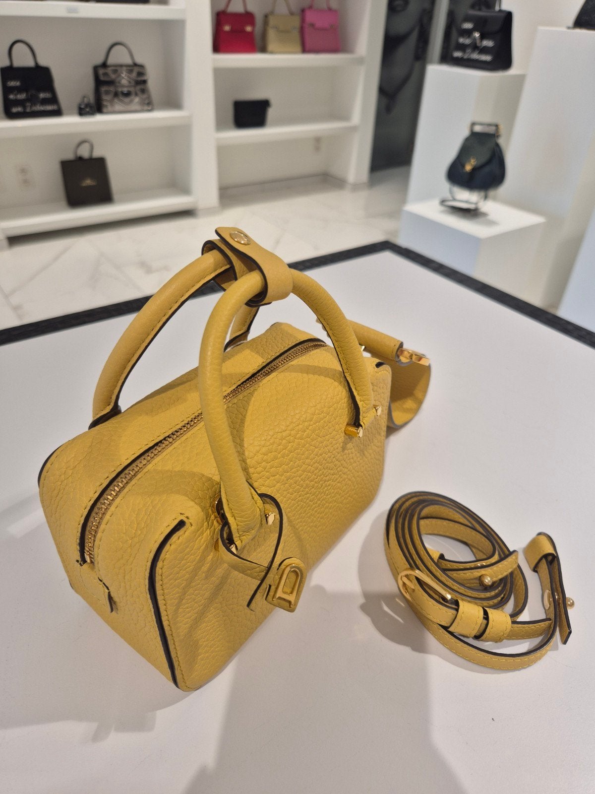Delvaux Coolbox Nano Pollen, Handtassen en Accessoires, Ophalen, Zo goed als nieuw, Geel, Handtas