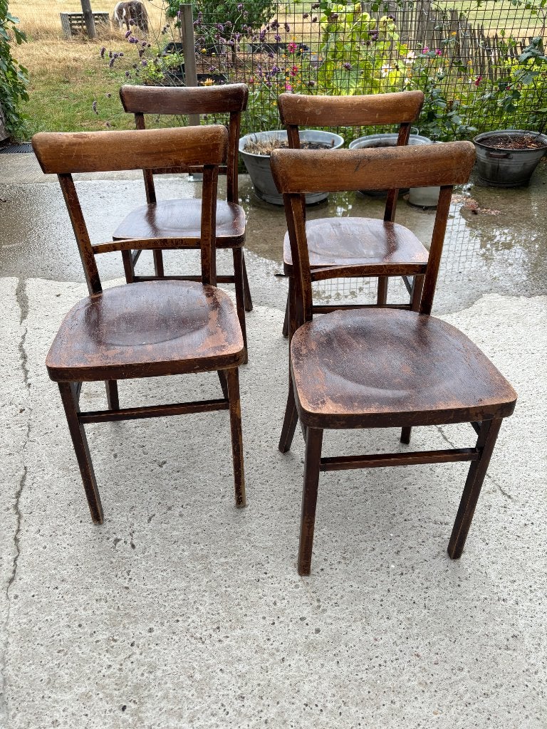 4 caféstoelen, Huis en Inrichting, Stoelen, Ophalen, Gebruikt, Bruin, Vier