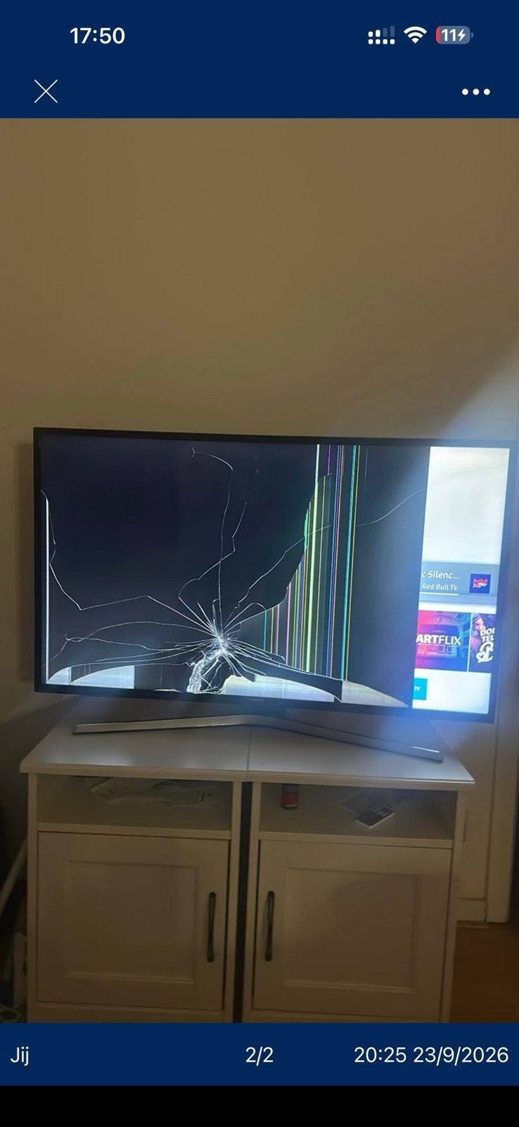 Kapot televisie barst in scherm moet vervangen worden, Audio, Tv en Foto, Ophalen, Zo goed als nieuw, 80 tot 100 cm, Samsung