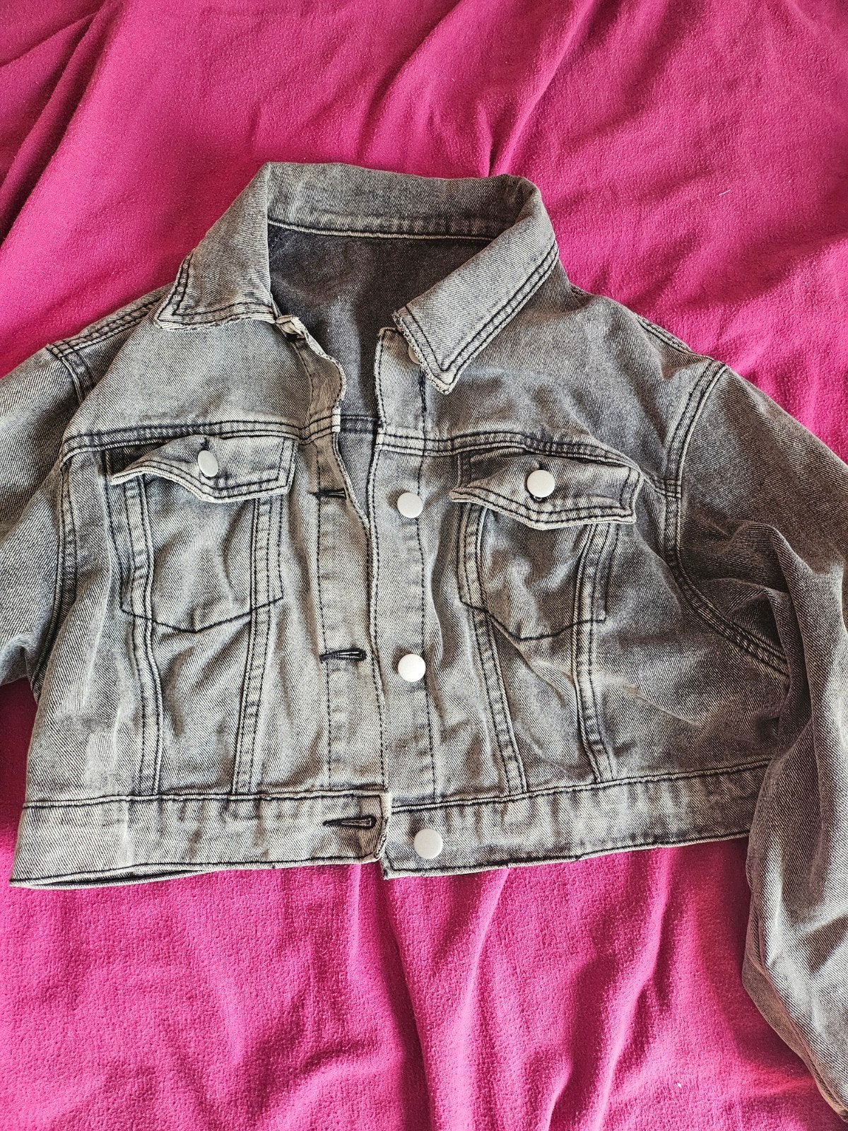 veste en jeans gris, Ophalen, Grijs