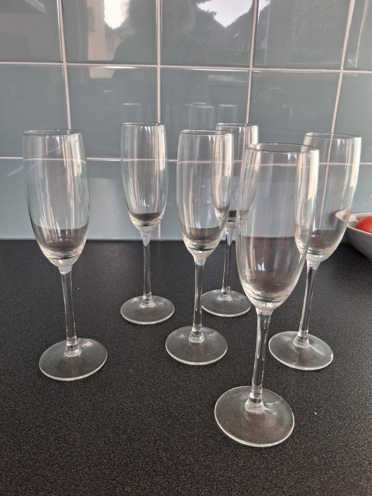 6 coupes à champagne en parfait état. 23 cm de haut., Enlèvement, Comme neuf, Autres types