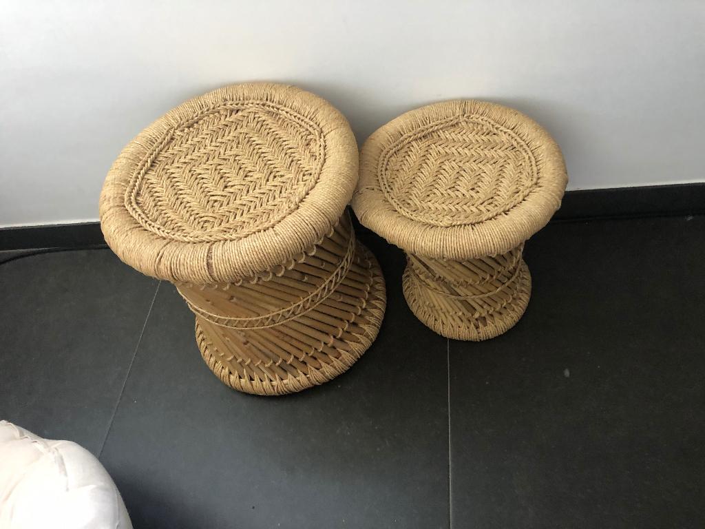 Tabourets bambou et jute - encastrables, Enlèvement, Comme neuf
