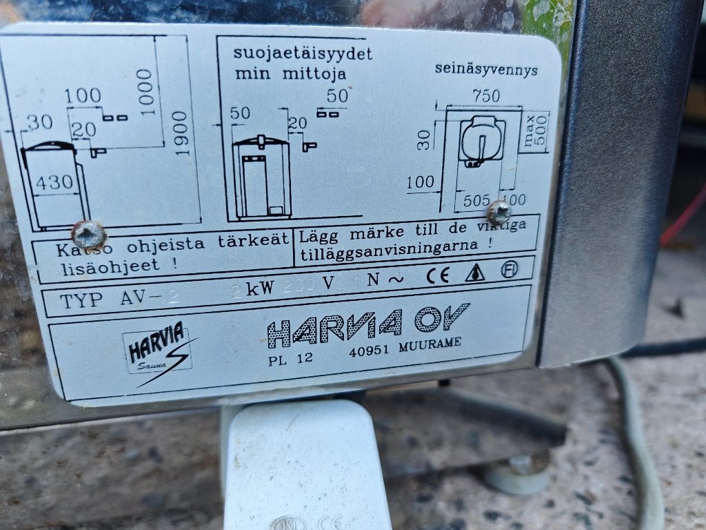 Poêle de sauna Harvia 2kw 230v, Enlèvement, Utilisé, Finlandais ou Traditionnel, Pièces