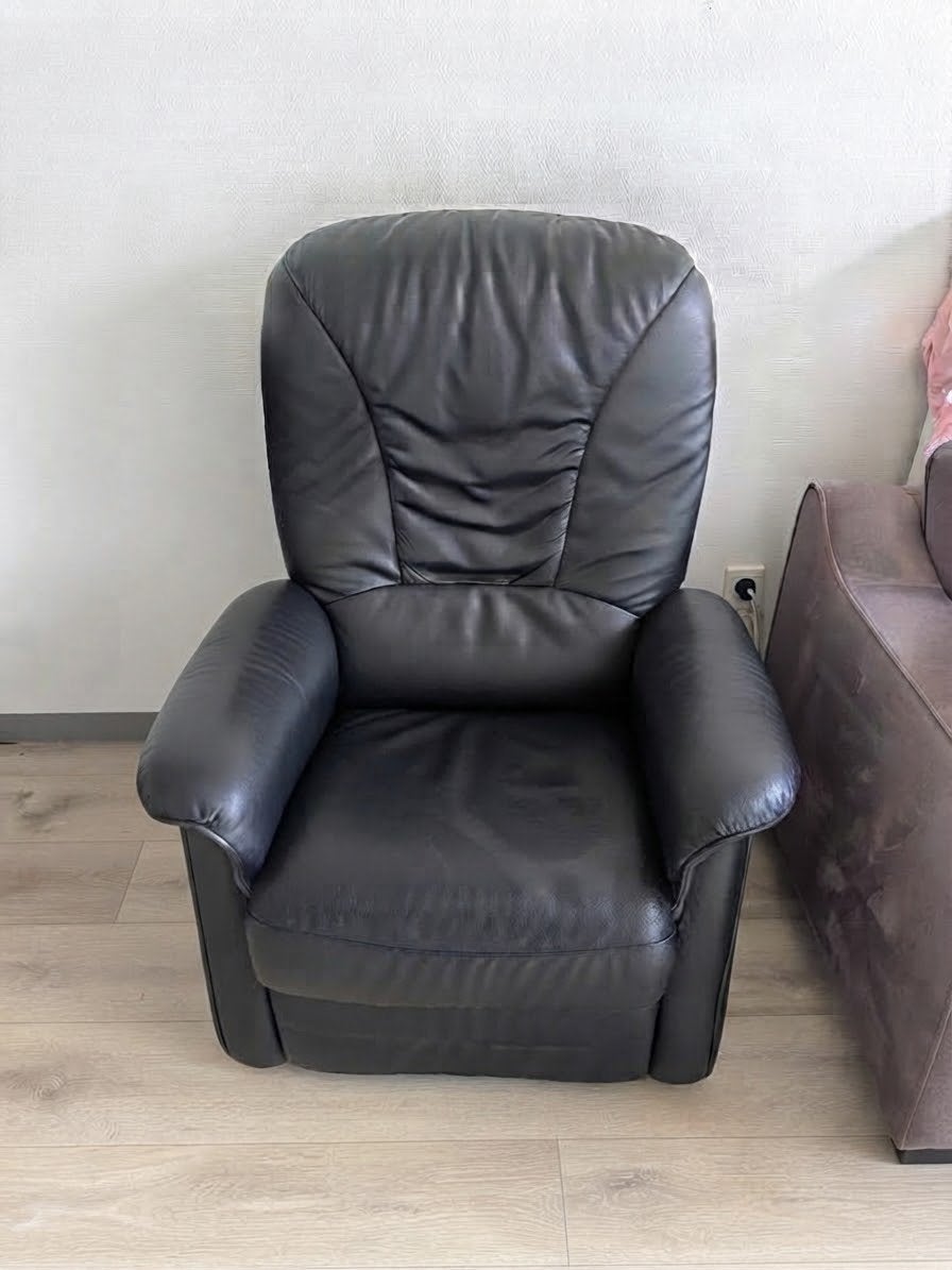 Fauteuil relax en cuir noir, Enlèvement ou Envoi, Comme neuf, Cuir