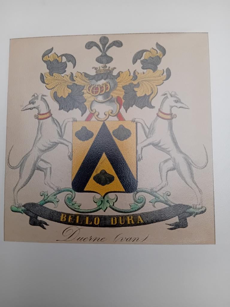Gravure ancienne, blason de Van Duerne, lot 165, Enlèvement ou Envoi