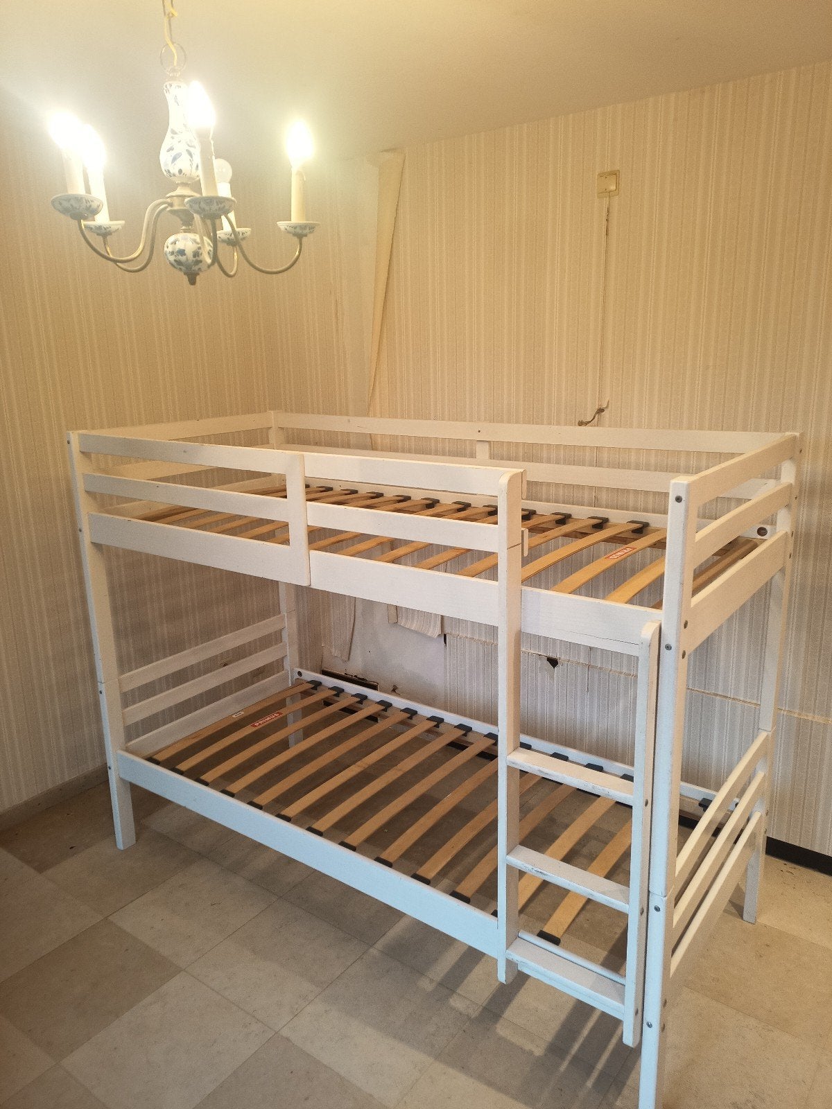 Lit superposé blanc/bois - gratuit, Maison & Meubles, 100 cm, 210 cm, Enlèvement, Utilisé