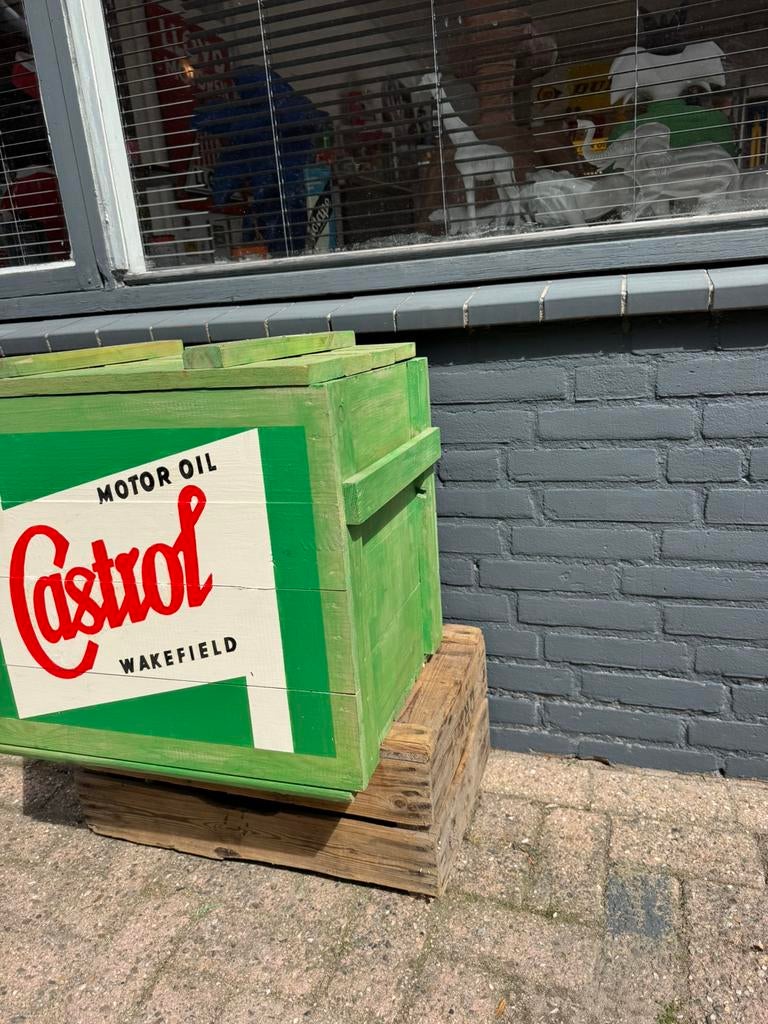 Boîte publicitaire en bois Castrol, Enlèvement ou Envoi, Utilisé, Panneau publicitaire