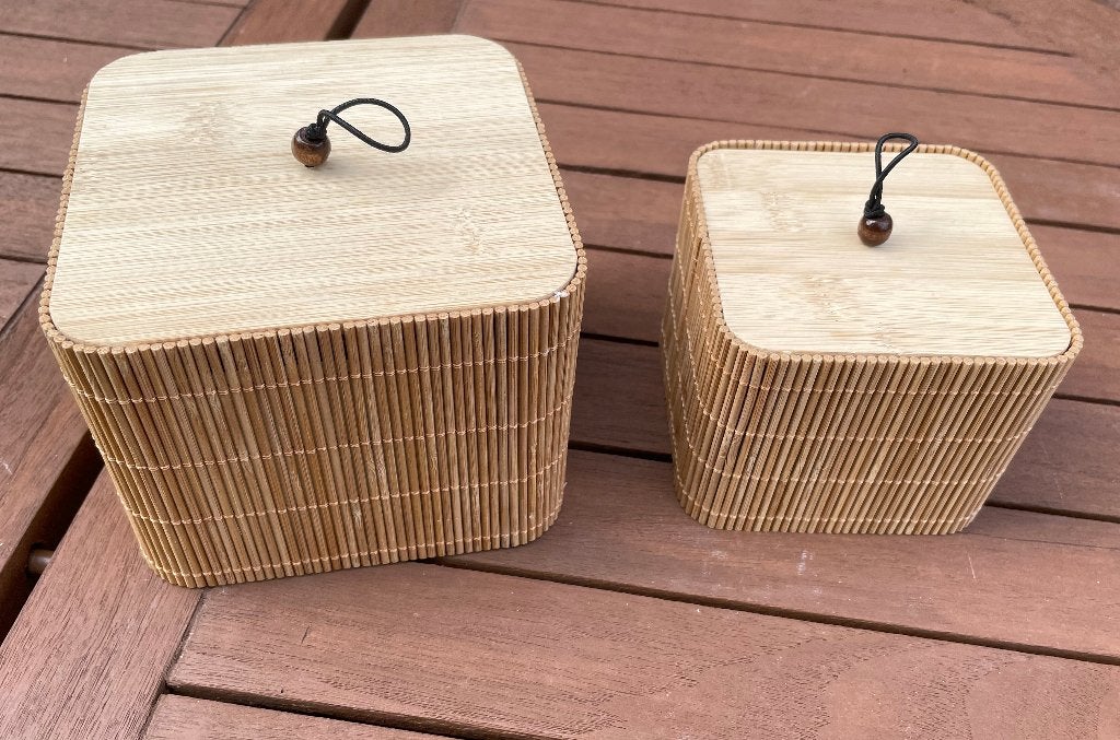 2 decoratieve doosjes, Huis en Inrichting, Ophalen, Zo goed als nieuw, Beige, Overige materialen
