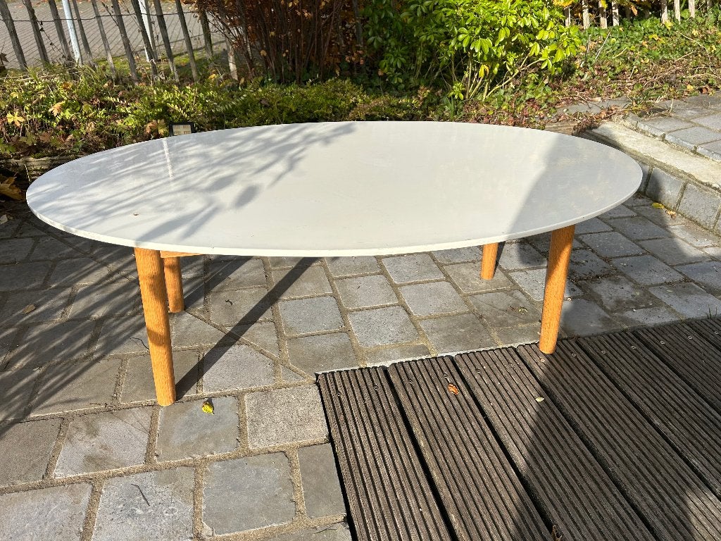 Table de salon blanc et bois ovale, Enlèvement, Utilisé, 50 – 75, 100 à 150 cm