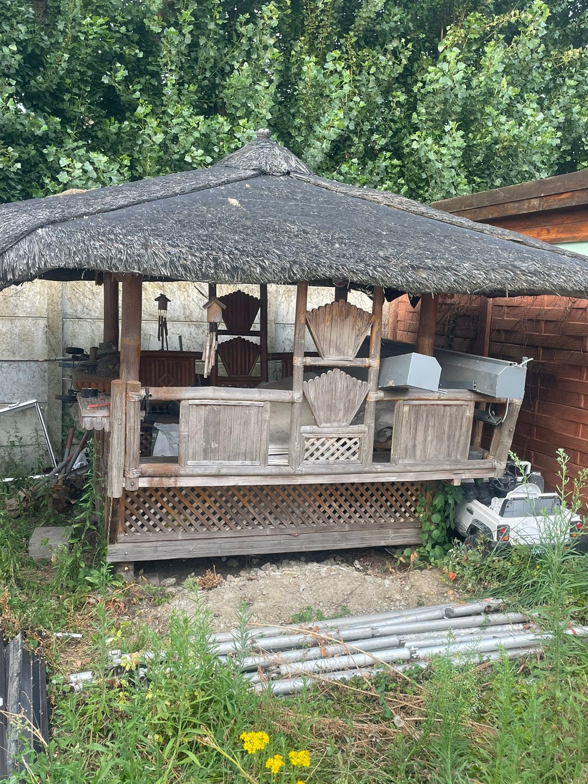 Bamboe tuinhuis / prieel met vaste zitplaatsen demonteerbaar, Ophalen, Tuinhuis, 250 tot 300 cm, Hout