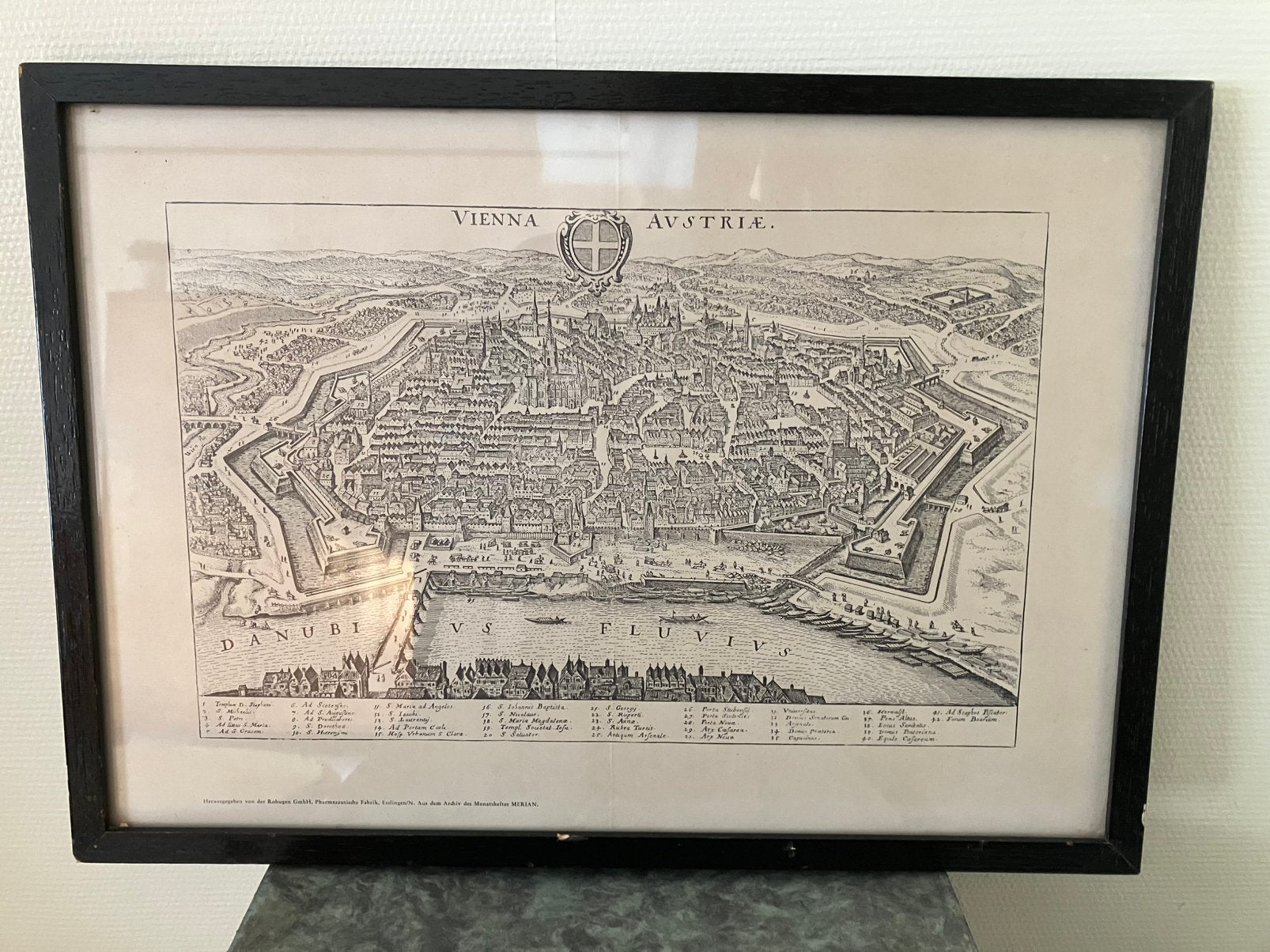 Gravure ancienne de Vienne dans cadre, Antiquités & Art, Enlèvement ou Envoi, Gravure