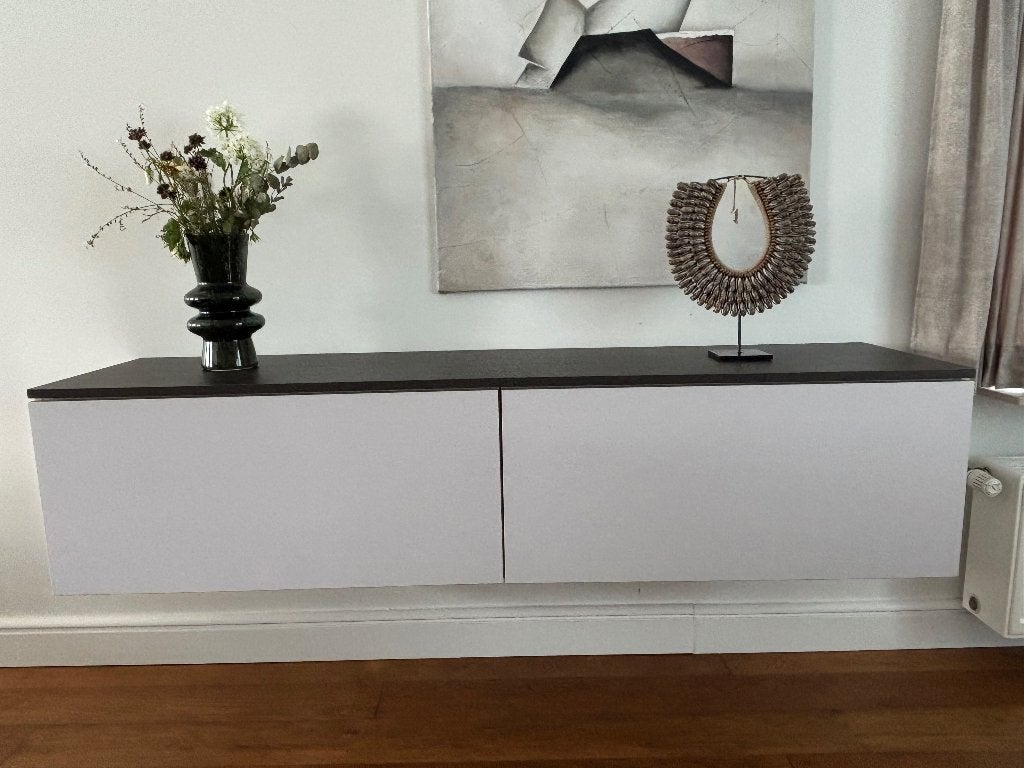 Hangdressoir tv kast 180 cm wit grijs, Ophalen, Gebruikt, 150 tot 200 cm, Modern eigentijds