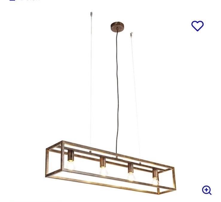 Lampe suspendue rectangulaire en cuivre, Enlèvement, Comme neuf