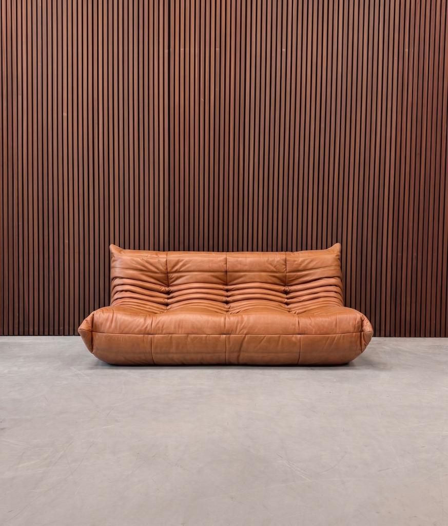 Ligne Roset Togo driezits - Cognac, Antiek en Kunst, Kunst | Designobjecten, Ophalen of Verzenden