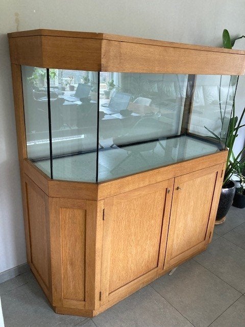 Aquarium élégant en chêne massif, Enlèvement, Utilisé, Meuble d'aquarium