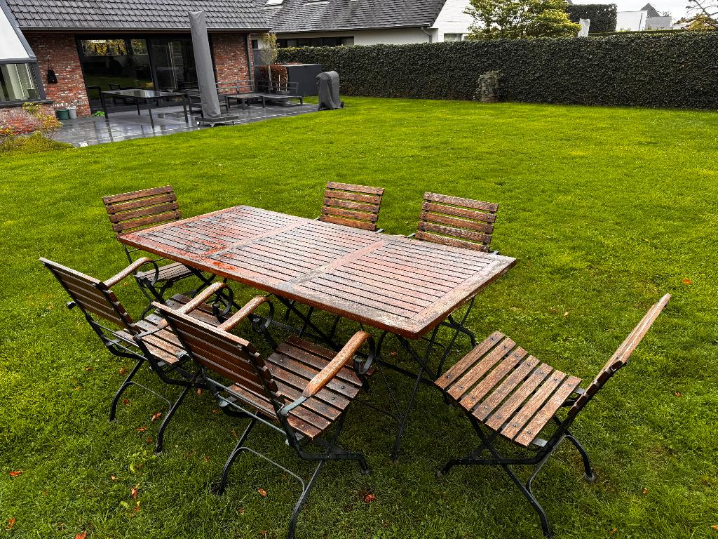 Tuinset met 6 bijorende stoelen, Ophalen, Gebruikt, Eettafel, 6 zitplaatsen