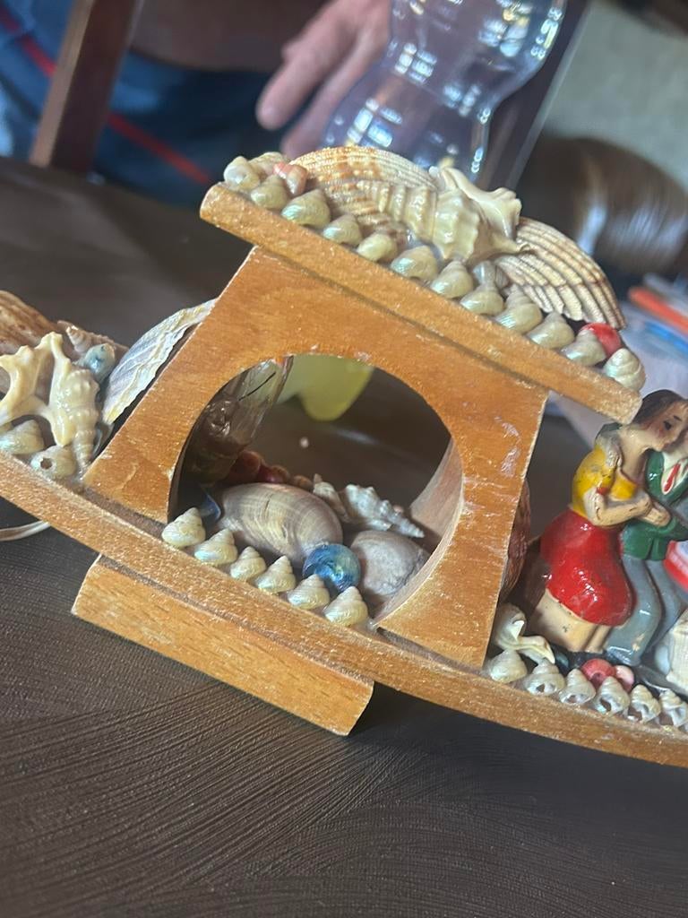 Vintage boot met lampje en schelpen, Ophalen, Zo goed als nieuw