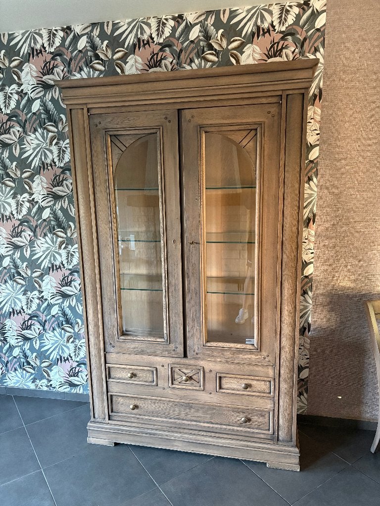 Mooie houten vitrinekast met glazen deuren – goede staat, 25 à 50 cm, 100 à 150 cm, Enlèvement, Utilisé