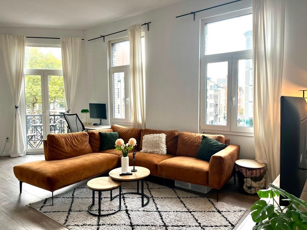 Zachte hoekzetel cognac (2022) - Comfortabel & Kwaliteit, Ophalen, Gebruikt, Stof, Modern Industrieel