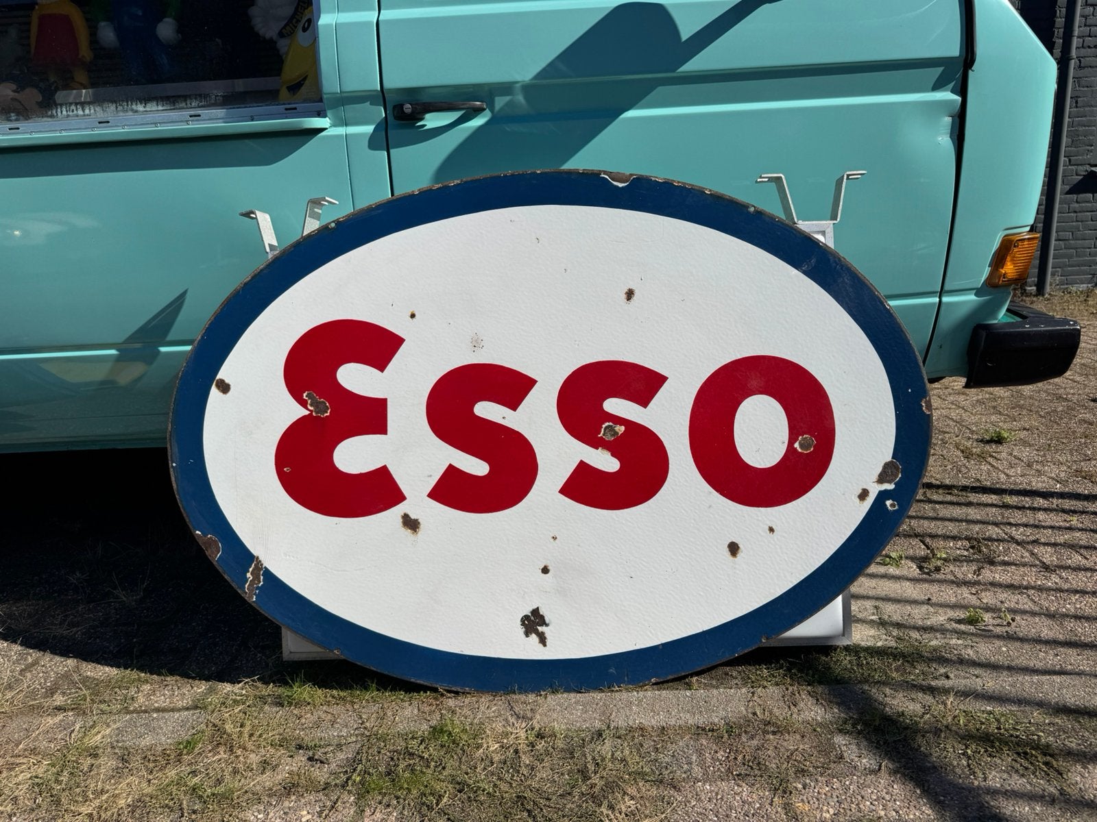 Groot Esso emaille reclamebord XL, Verzamelen, Ophalen, Reclamebord, Gebruikt, .