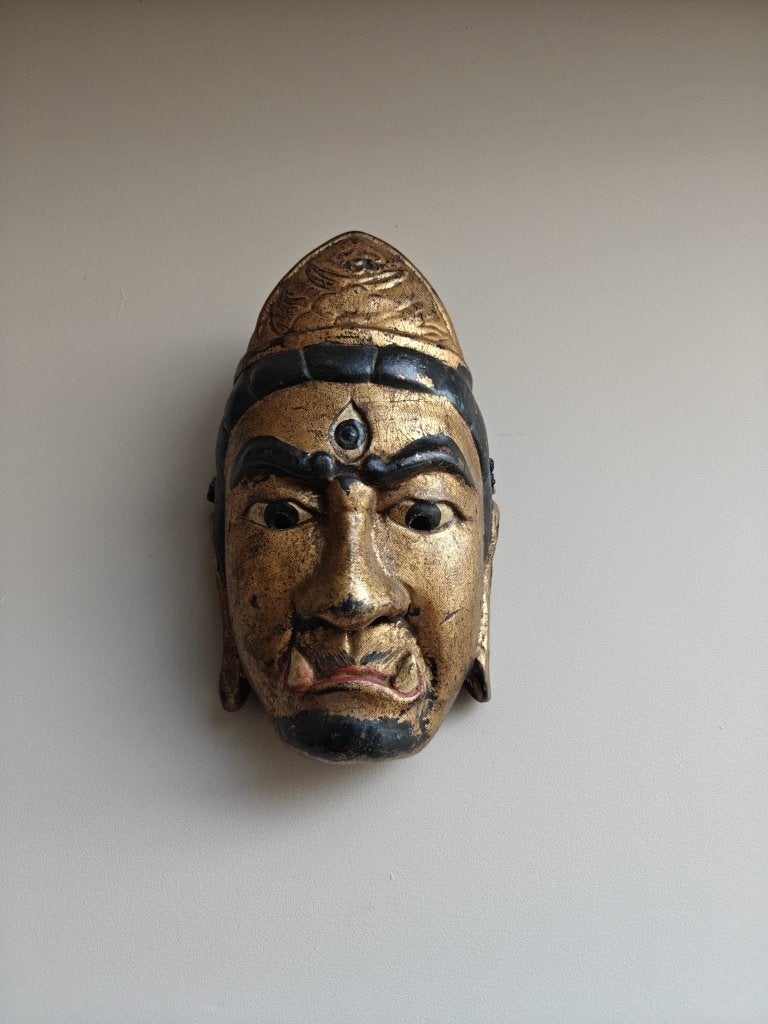 Indonesisch houten demonmasker – handgemaakt, Antiek en Kunst, Handgemaakt, Indonesië, Meerkleurig, Houtsnijwerk