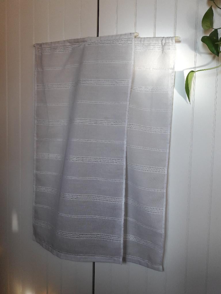 Paire rideaux brise-bise voilage court blanc réglables, Maison & Meubles, Ameublement | Rideaux & Stores à lamelles, Utilisé, Moins de 100 cm