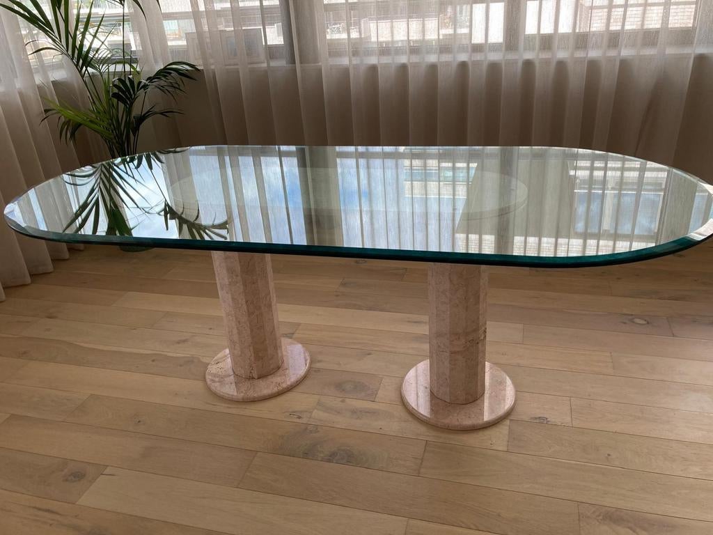 Glazen eettafel, Ophalen